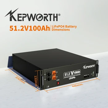 Запасенная в ЕС Аккумуляторная Батарея KEPWORTH 48V 100AH LiFePO4 51,2 V 5KWH Литиевая Солнечная Батарея с поддержкой более 6000 Циклов параллельного