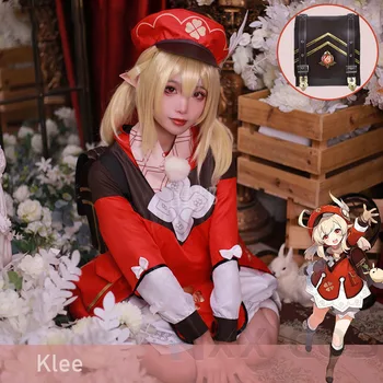 Костюм для косплея Klee Genshinimpact Платье-рюкзак Klee, рюкзак для парика Dodoco, костюмы для косплея Klee на Хэллоуин, Карнавал